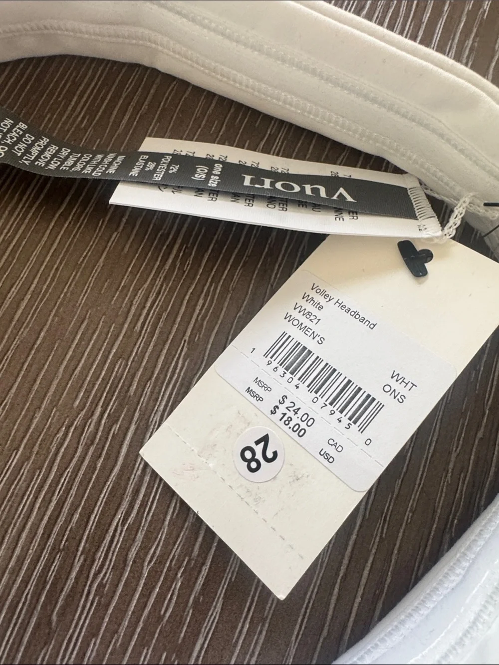 Vuori Women’s NWT Volley Headband White V-Logo Headband